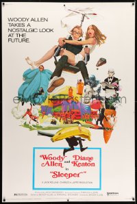 1k410 SLEEPER 40x60 1974 Woody Allen, Diane Keaton, wacky futuristic sci-fi comedy art by McGinnis!