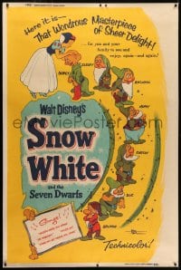 1k411 SNOW WHITE & THE SEVEN DWARFS 40x60 R1958 Disney cartoon fantasy classic, different art, rare!