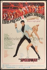 1k412 SPEEDWAY 40x60 1968 art of Elvis Presley dancing with sexy Nancy Sinatra in boots!