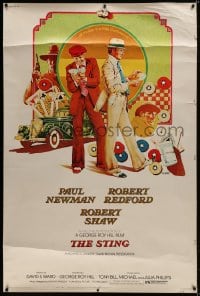 1k414 STING 40x60 1974 different art of Paul Newman & Robert Redford by Charles Moll & Gold!