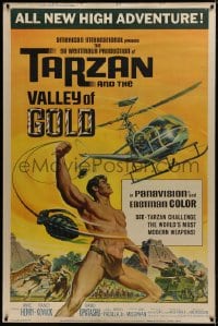 1k419 TARZAN & THE VALLEY OF GOLD 40x60 1966 art of Henry tossing grenades at baddies by Reynold Brown!