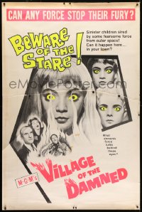 1k433 VILLAGE OF THE DAMNED 40x60 1960 beware the stare that will paralyze the world, very rare!
