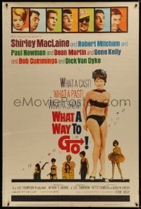 1k439 WHAT A WAY TO GO style Y 40x60 1964 Shirley MacLaine, Paul Newman, Robert Mitchum, Dean Martin