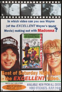 1k292 SATURDAY NIGHT LIVE 40x59 English video poster 1991 Mike Meyers and Dana Carvey, Madonna!