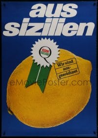1k119 AUS SIZILIEN 36x51 Swiss advertising poster 1960s close-up image of a lemon w/ribbon!