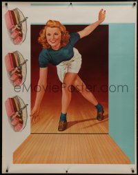 1k063 BOWLING GIRL 35x45 special poster 1947 wonderful artwork of bowler woman and ice cream!