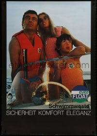 1k136 EVER FLOAT 36x51 Swiss advertising poster 1960s boating family wearing flotation jackets!