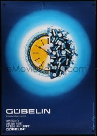 1k138 GUBELIN 36x50 Swiss advertising poster 1963 Edgar Kung image of bejeweled watch!