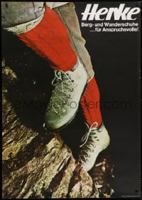 1k140 HENKE 36x50 Swiss advertising poster 1965 cool close-up image of their footwear, climbing!