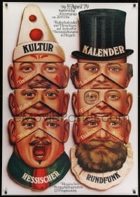 1k282 HESSISCHER RUNDFUNK German tv poster 1979 Kulturkalender, wild multi-faced art!