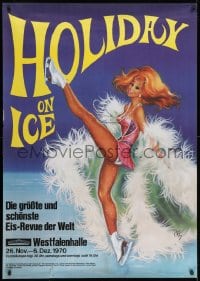 1k226 HOLIDAY ON ICE 33x47 German special poster 1970s artwork of sexy half-dressed figure skater!