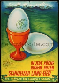1k142 IN JEDE KUCHE UNSERE GUTEN SCHWEIZER LAND-EIER 36x50 Swiss advertising poster 1940s Alps!