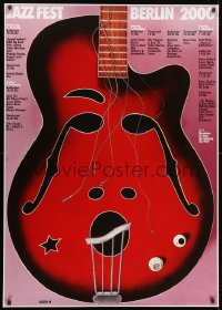 1k217 JAZZ FEST BERLIN 2000 33x47 German music poster 2000 face guitar by Gunther Kieser!