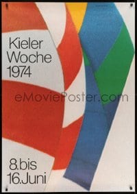 1k228 KIELER WOCHE 1974 33x47 German special poster 1974 cool colorful artwork of many sails!