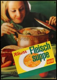 1k146 KNORR 36x51 Swiss advertising poster 1960s package of the seasoning over woman cooking!