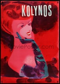 1k147 KOLYNOS 36x50 Swiss advertising poster 1940s Fritz Buhler art of woman with hand on cheek!
