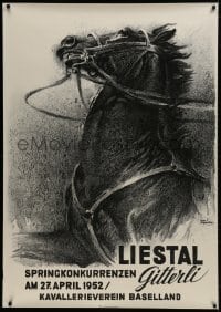 1k183 LIESTAL 36x51 Swiss special poster 1952 art of a horse by Hugentobler Ivan Edwin!