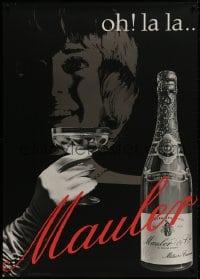 1k151 MAULER 36x50 Swiss advertising poster 1959 close-up image of the champagne and happy woman!