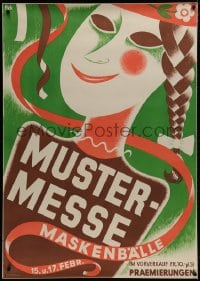 1k185 MUSTERMESSE MASKENBALLE green style 36x51 Swiss special poster 1920s artwork by Beni Hunziker!