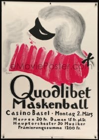 1k187 QUODLIBET MASKEN-BALL 36x51 Swiss special poster 1925 masked woman by Rudolf Urech!