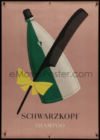 1k159 SCHWARZKOPF SHAMPOO 36x50 Swiss advertising poster 1940s Fritz Buhler art of comb and more!
