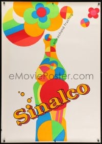 1k162 SINALCO 36x51 Swiss advertising poster 1968 really cool and colorful art of open bottle!