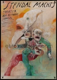 1k274 STENDAL MACHT'S 33x47 German stage poster 1990s wild Wiktor Sadowski art of clowns!