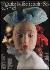 1k232 THEATERTREFFEN BERLIN 86 33x47 German special poster 1986 image of bust with three masks!