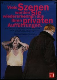 1k276 VIELE SZENEN WERDEN SIE WIEDERERKENNEN 33x47 German stage poster 1995 woman & man in trench coat!
