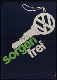 1k169 VOLKSWAGEN 36x51 Swiss advertising poster 1962 art of key with logo on chain, care free!