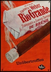1k170 WEBER 36x51 Swiss advertising poster 1956 featuring Alfred Koella art, burning cigar!