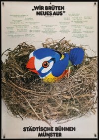 1k278 WIR BRUTEN NEUES AUS 33x47 German stage poster 1977 blue bird in a nest by Gunter Schmidt!