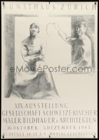 1k173 XIX. AUSSTELLUNG GESELLSCHAFT SCHWEIZERISCHER 36x51 Swiss museum/art exhibition 1943 cool!