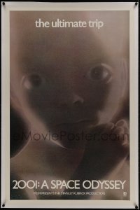1m063 2001: A SPACE ODYSSEY linen 1sh 1970 super c/u of star child, ultra rare wilding poster!