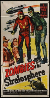1m162 ZOMBIES OF THE STRATOSPHERE 3sh 1952 cool art of aliens with guns including Leonard Nimoy!