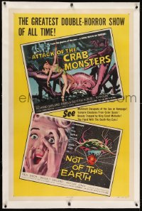 1m069 ATTACK OF THE CRAB MONSTERS/NOT OF THIS EARTH linen 1sh 1957 greatest double-horror show!