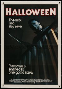 1m022 HALLOWEEN linen Aust 1sh 1979 John Carpenter classic, best different image of Michael Myers!