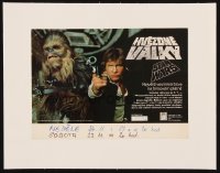 1m015 STAR WARS linen Czech 9x12 1991 George Lucas classic, different c/u of Han Solo & Chewbacca!