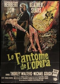1m174 PHANTOM OF THE OPERA French 1p 1962 Hammer horror, cool different art of Lom holding girl!