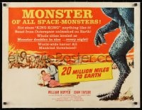 1m042 20 MILLION MILES TO EARTH linen style B 1/2sh 1957 creature invades Earth, cool monster art!