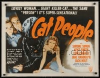 1m047 CAT PEOPLE linen 1/2sh R1952 Val Lewton, full-length sexy Simone Simon by black panther!
