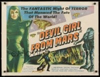 1m049 DEVIL GIRL FROM MARS linen 1/2sh 1955 Earth menaced by fantastic powers, sexy female alien!