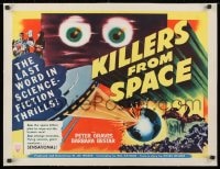 1m053 KILLERS FROM SPACE linen 1/2sh 1954 great full-color image, much better than 1-sheet!