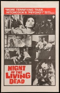 1m250 NIGHT OF THE LIVING DEAD red 11x17 herald 1968 George Romero classic, mindless zombies, rare!