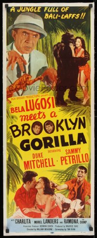 1m035 BELA LUGOSI MEETS A BROOKLYN GORILLA linen insert 1952 it will stiffen you with laughter!