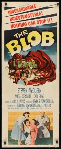 1m036 BLOB linen insert 1958 Steve McQueen, cool art of the indescribable & indestructible monster!