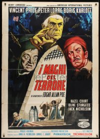 1m205 RAVEN Italian 1p 1963 art of Boris Karloff, Peter Lorre & Vincent Price, ultra rare!