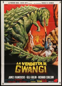 1m209 VALLEY OF GWANGI Italian 1p 1969 cool different art of man & woman w/dinosaur by Franco!