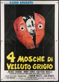 1m179 FOUR FLIES ON GREY VELVET Italian 2p R1970s Dario Argento, different art by Ercole Brini!