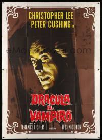 1m180 HORROR OF DRACULA Italian 2p R1970 Hammer, great Piovano art of vampire Christopher Lee!